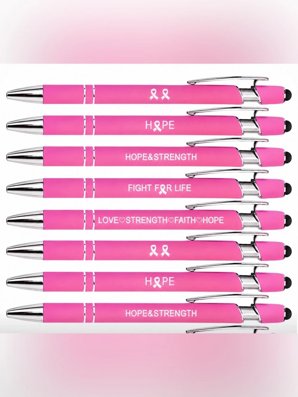 BUY NOW - Random Mix of 5 Breast Cancer Awareness Stylus Pens